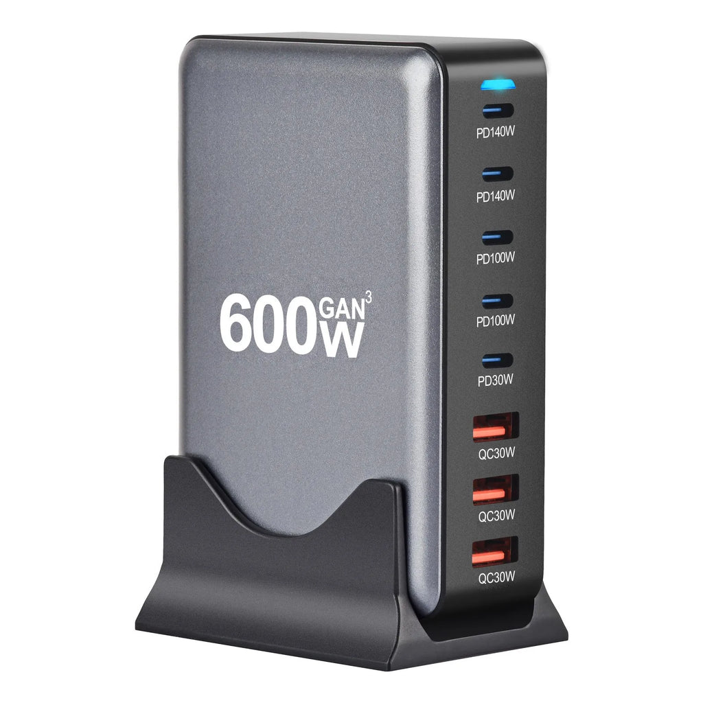 New Design 5C3A 600W USB C Wall Charger Station PD 600W Desktop Fast Charging GaN Charger