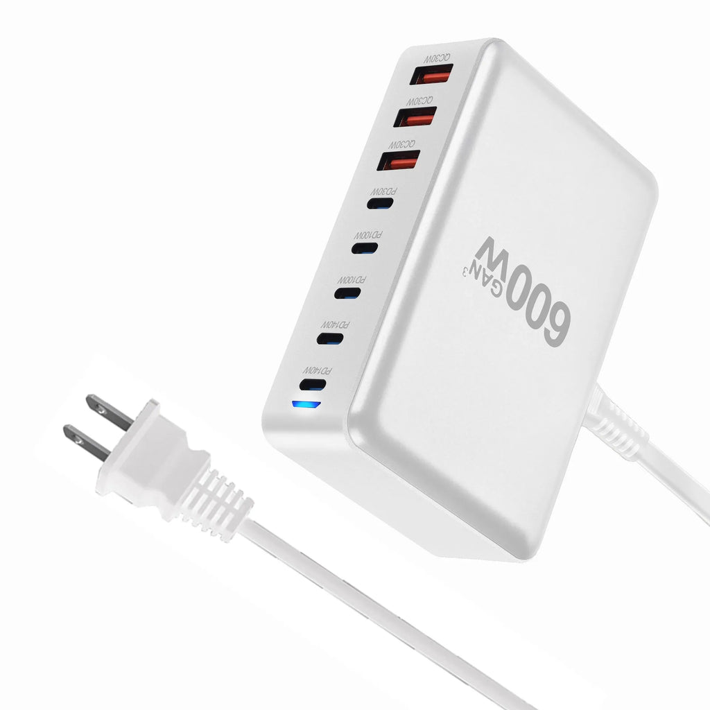 New Design 5C3A 600W USB C Wall Charger Station PD 600W Desktop Fast Charging GaN Charger