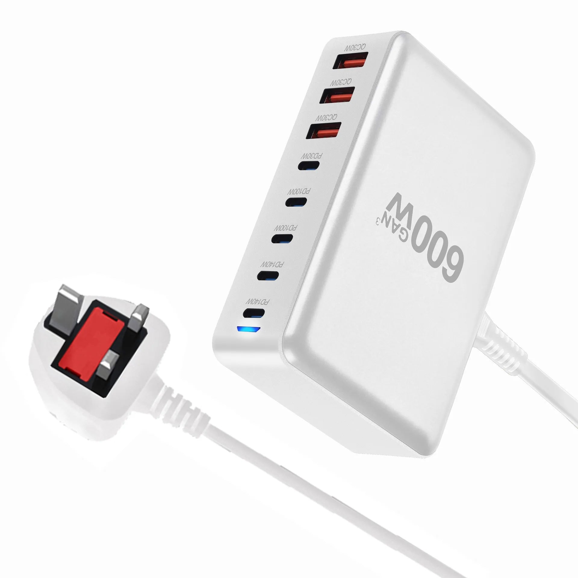 New Design 5C3A 600W USB C Wall Charger Station PD 600W Desktop Fast Charging GaN Charger