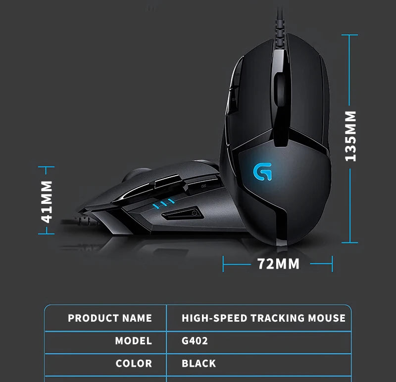 Logitech G402 Gaming Mouse, Wired Mechanical Macro Programmable Esports Mouse, Suitable for PC Desktop and Laptop Gamers