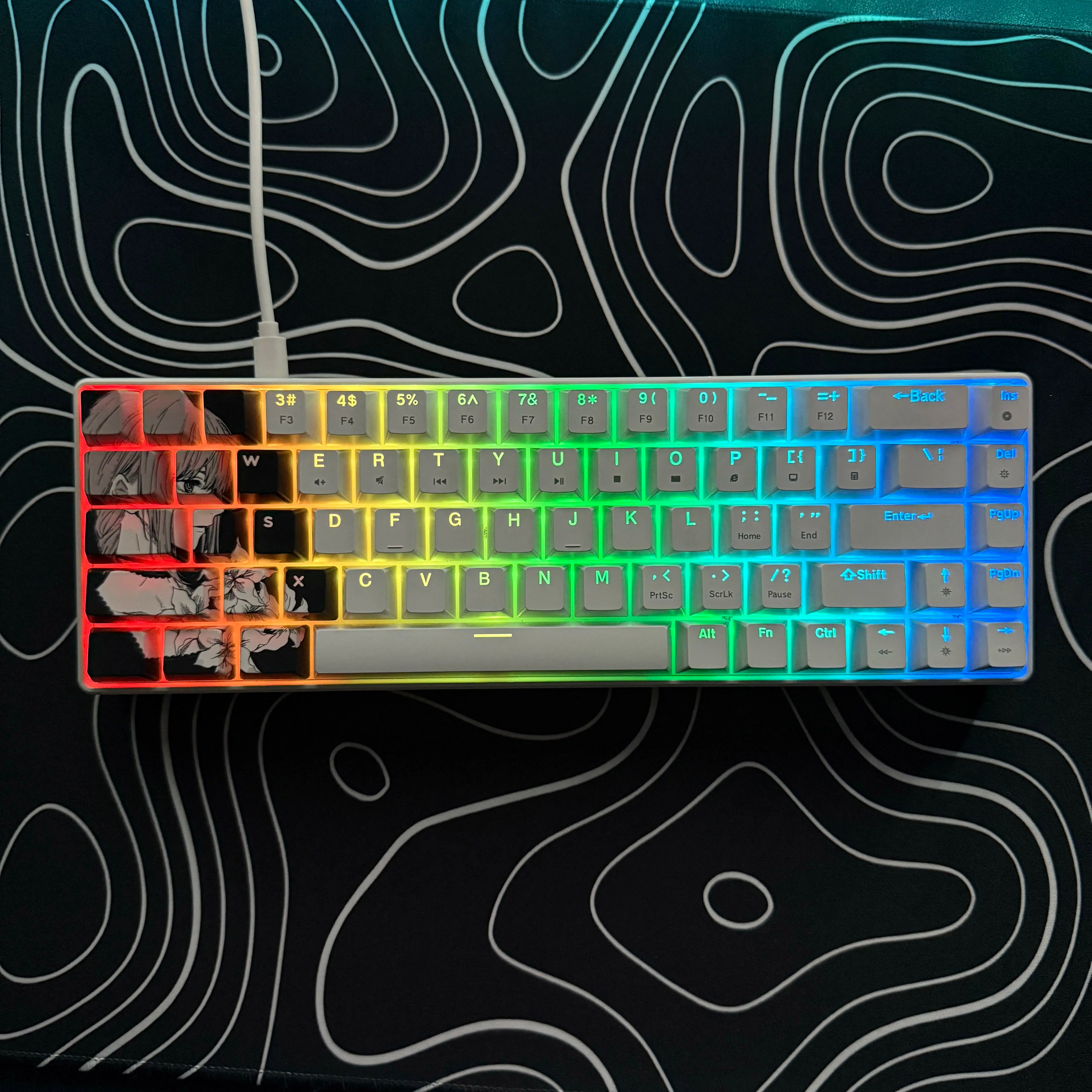 Gaming Mechanical Keyboard, Wired RGB Backlit Mini Keyboard, Ultra-Compact Anti-Ghosting No-Conflict 68 Keys Membrane Gaming