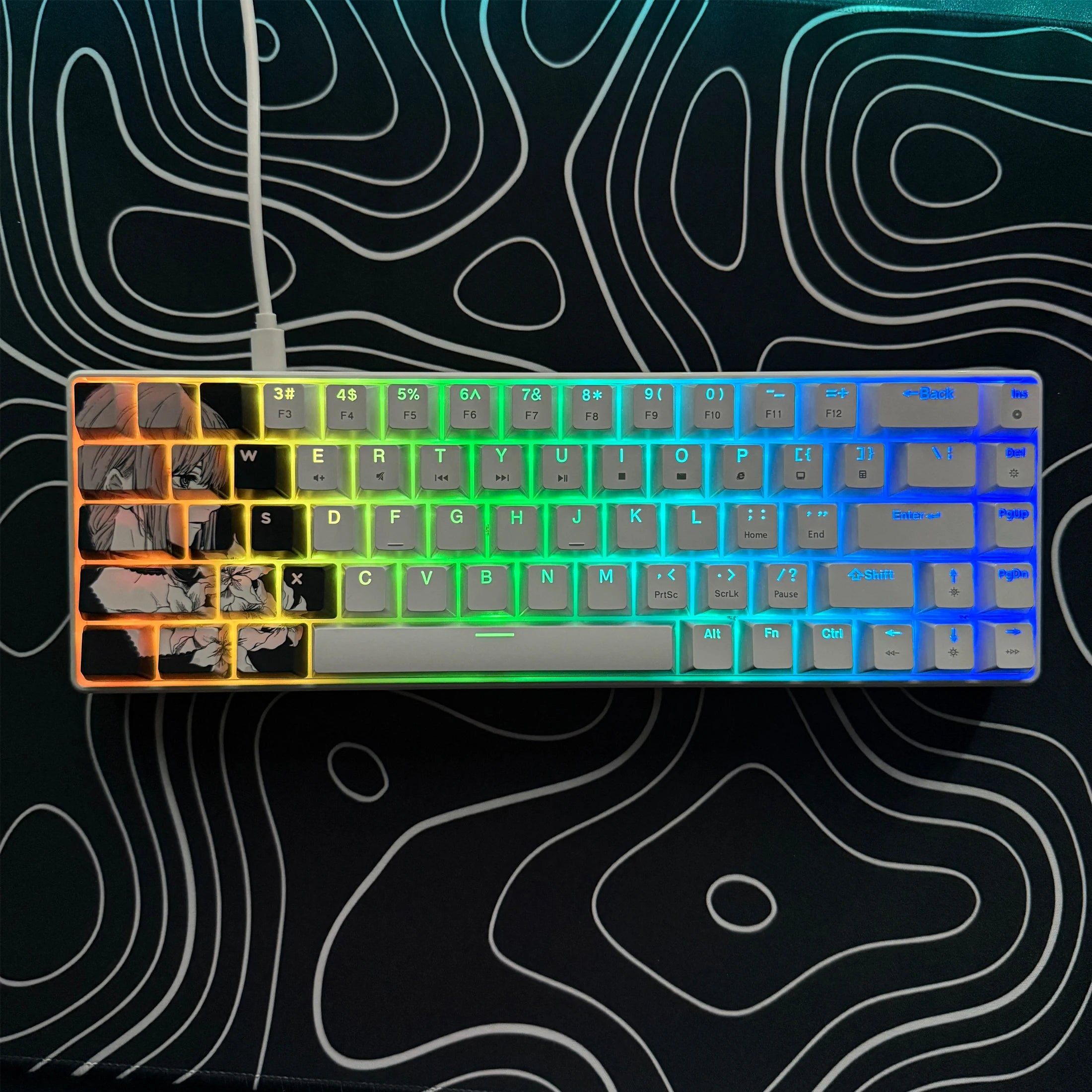 Gaming Mechanical Keyboard, Wired RGB Backlit Mini Keyboard, Ultra-Compact Anti-Ghosting No-Conflict 68 Keys Membrane Gaming