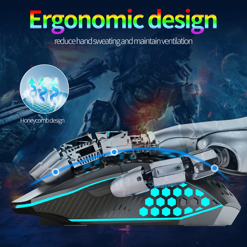 Wireless Gaming Mouse - Ergonomic Design with RGB Lighting, Type-C USB Charging, Honeycomb Shell, Right-Handed, Optical Precisio