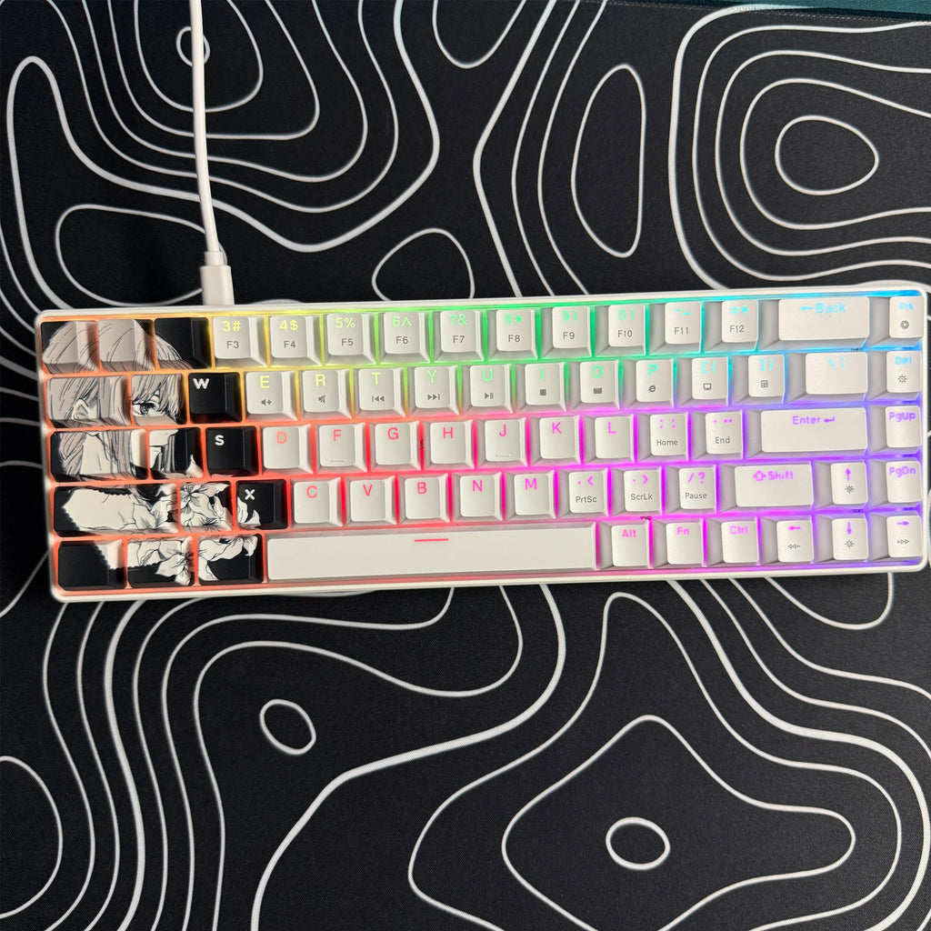 Gaming Mechanical Keyboard, Wired RGB Backlit Mini Keyboard, Ultra-Compact Anti-Ghosting No-Conflict 68 Keys Membrane Gaming