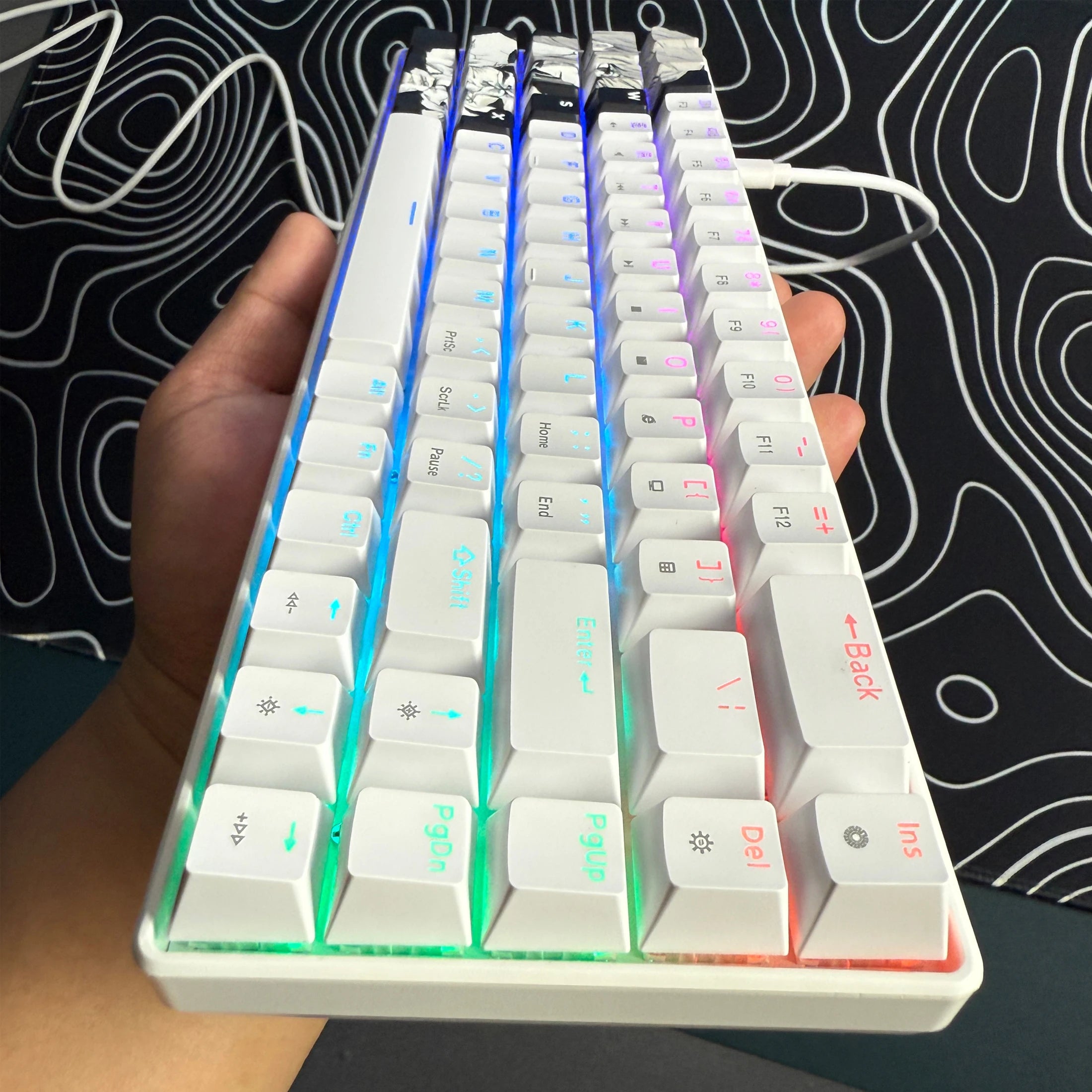 Gaming Mechanical Keyboard, Wired RGB Backlit Mini Keyboard, Ultra-Compact Anti-Ghosting No-Conflict 68 Keys Membrane Gaming