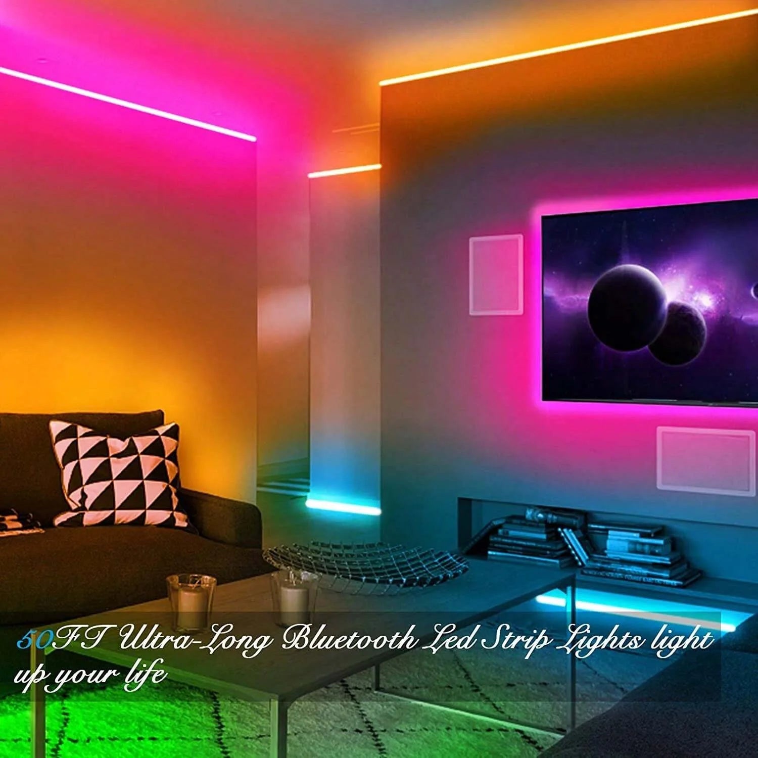 RGB USB LED Strip, APP with 44 Key Remote Control, Suitable for Bedroom, Living Room, Kitchen, Esports Decoration Night Light