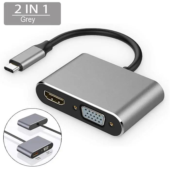 Free Sample Type C to HDTV 4K Adapter 1080P VGA Audio Video Converter PD 87W Fast Charger Adapter Dongle Dock Cable for Macbook